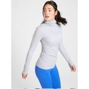 Athleta Flurry Balaclava Hoodie Long Sleeve Hooded Athletic Shirt Gray Sz L